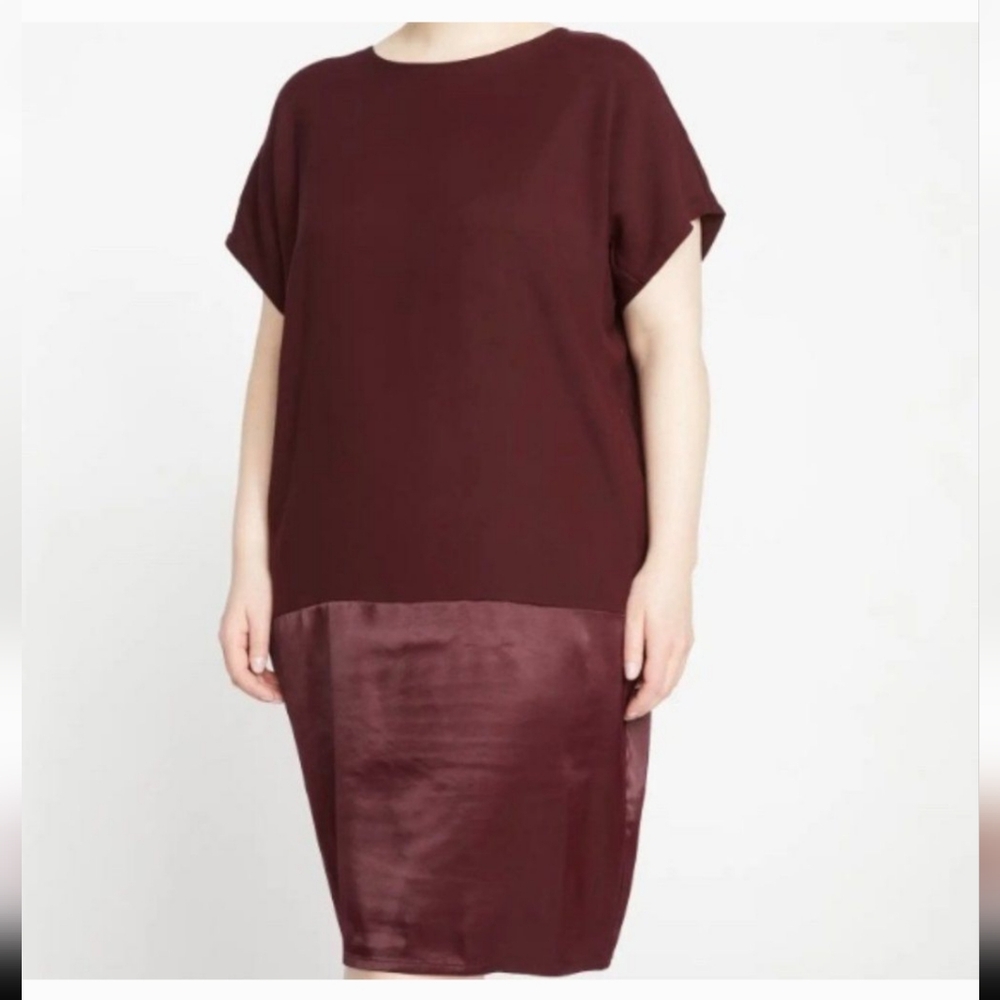 Universal Standard Burgundy Two-Tone Midi Dress